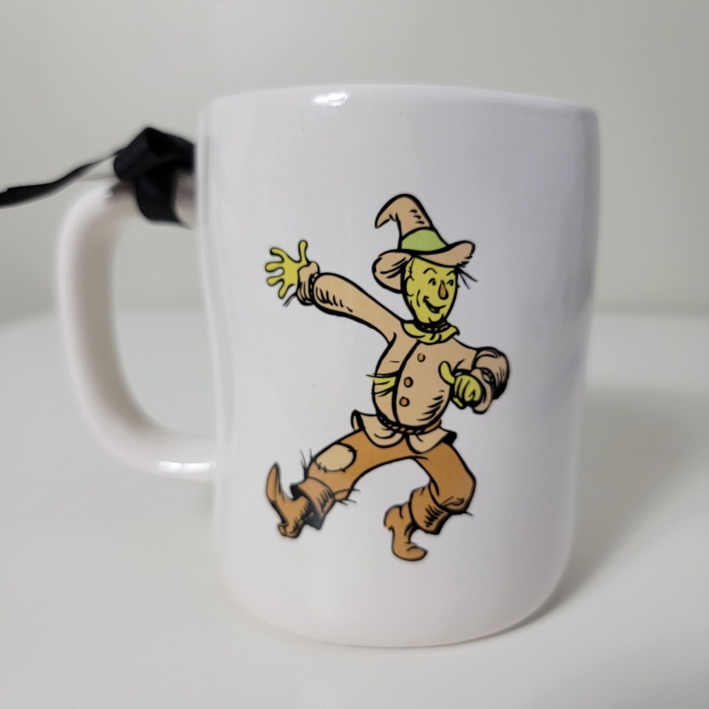 Rae Dunn Wizard of Oz Scarecrow Mug If Only I Had A Brain White Yellow NEW